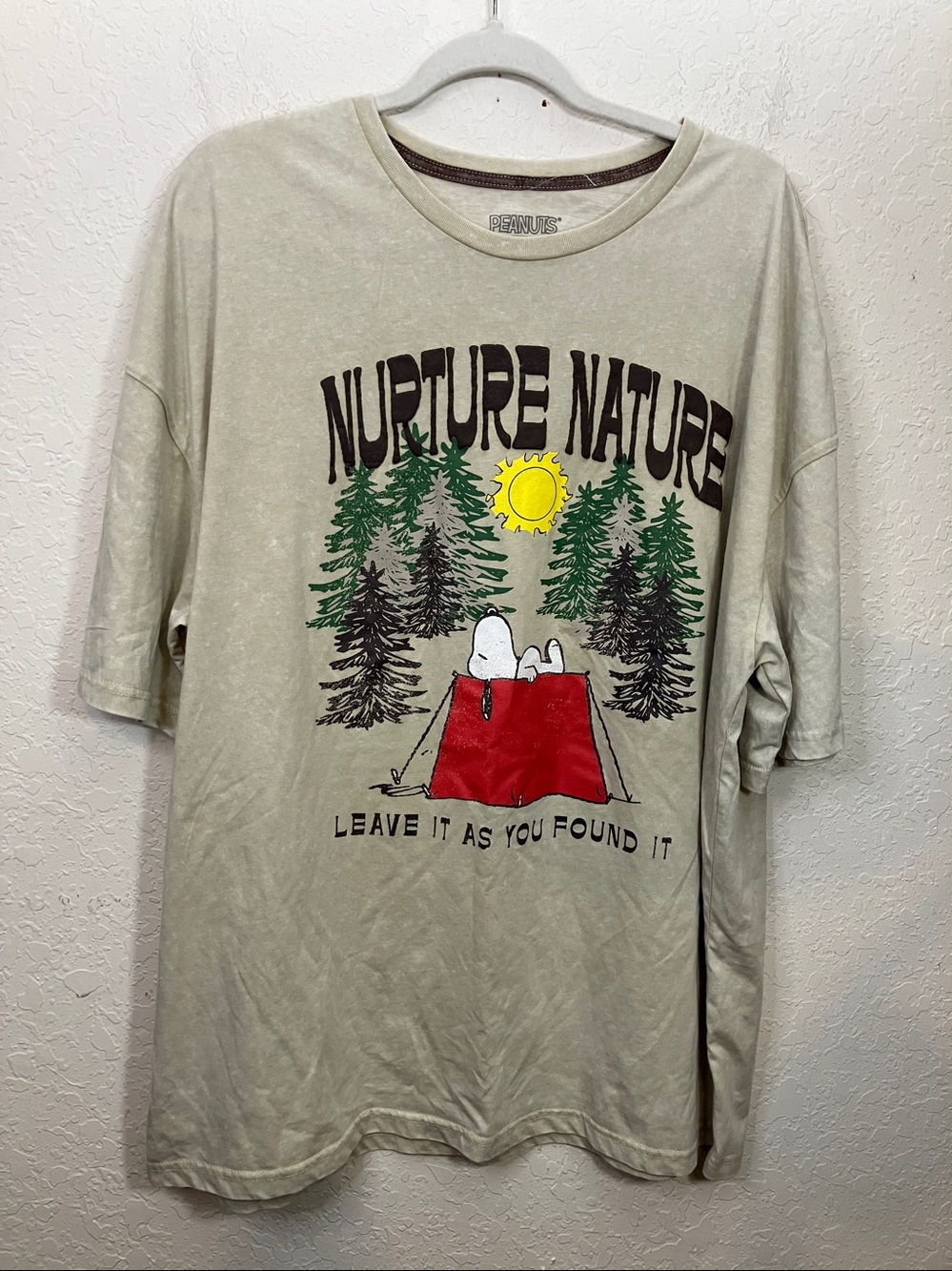 “Nurture Nature” Snoopy Graphic Tee - Cream with Red Tent